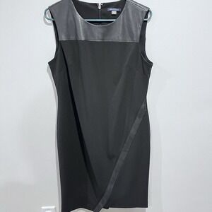 Tommy Hilfiger Midi Size 14 Sheath Asymmetrical Faux leather Stretch